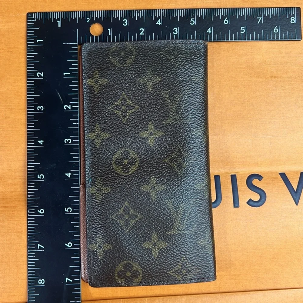 LV Luis Vuitton Brazza Long Wallet Monogram Canvas Men Brown Auth. Vintage